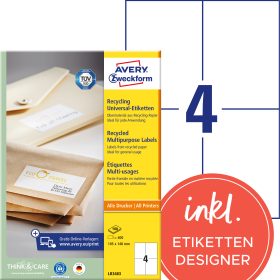 AVERY ZWECKFORM Etiketten 105x148mm LR3483 recycling 400 Stück