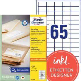 AVERY ZWECKFORM Etiketten 38x21,2mm LR3666 recycling 6500 Stück