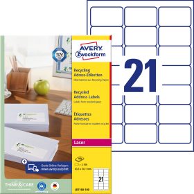 AVERY ZWECKFORM Adressetiketten 63,5x38,1mm LR7160100 recycling 2100 Stück