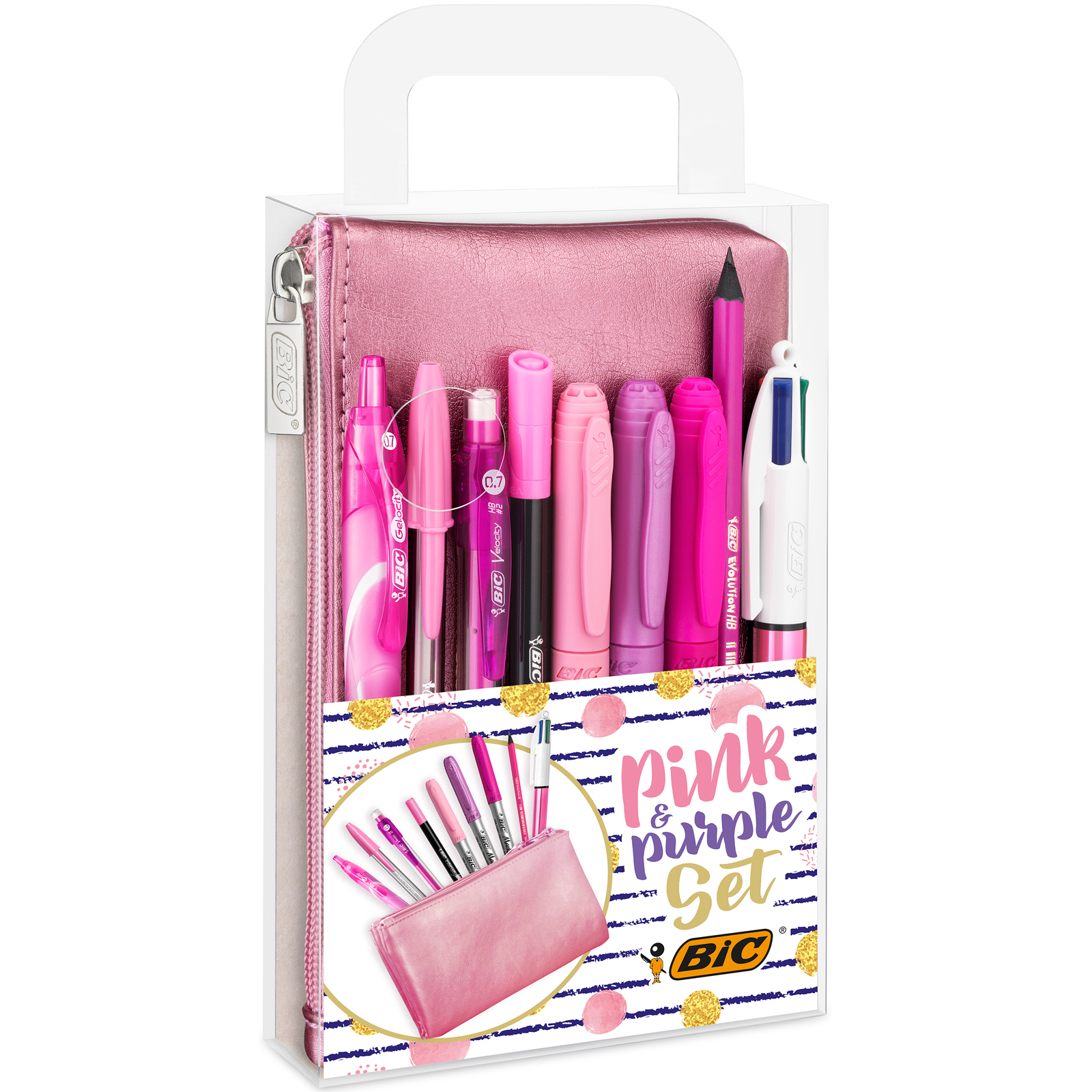 BIC-Mixed Writing Instruments-Ballpoint Pen-Graphite Pencil-Perm BIC Schreibset Pink & Pure 964280 9 Stück, rosa – Hochwertig & günstig bei ShopDeca