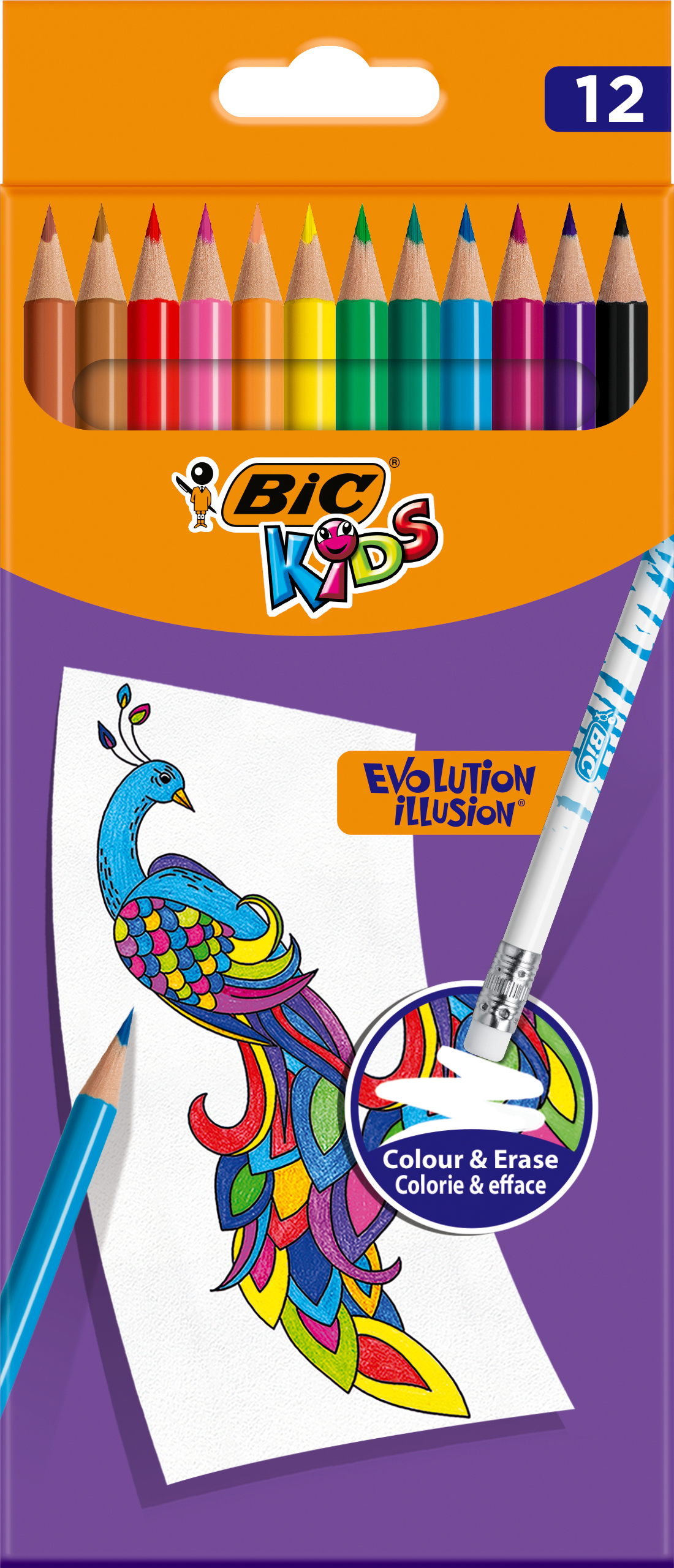 BIC Kids-Erasable Coloring Pencil-Colouring Crayons-Ink-Assorted BIC Farbstifte Evolution 987868 12 Stück, Farben ass. – Hochwertig & günstig bei ShopDeca