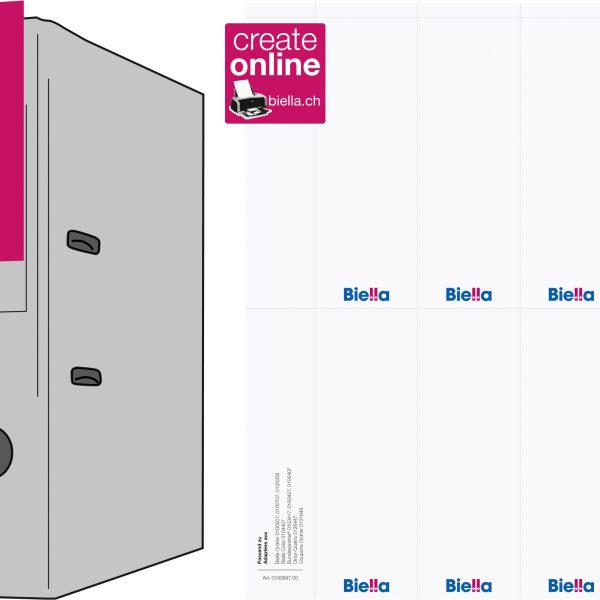 BIELLA Rückenschild Ordner 51x145mm 19099700U für 7cm Rücken 60 Stück