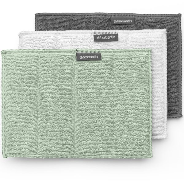 BRABANTIA Mikrofaser-Reinigungstuch 215827 Grau/Hellgrün/Weiss 3 Stück