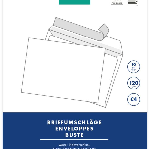 BÜROLINE Couvert o/Fenster C4 105352 120g, weiss 10 Stück