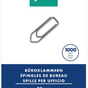 BÜROLINE Büroklammern Gr.3 110113 vernickelt, 28mm 1000 Stück