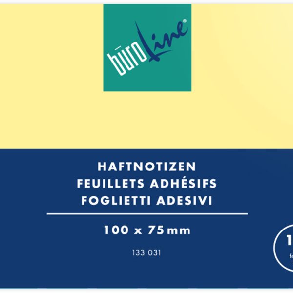 BÜROLINE Haftnotizen 100x75mm 133031 gelb 100 Blatt