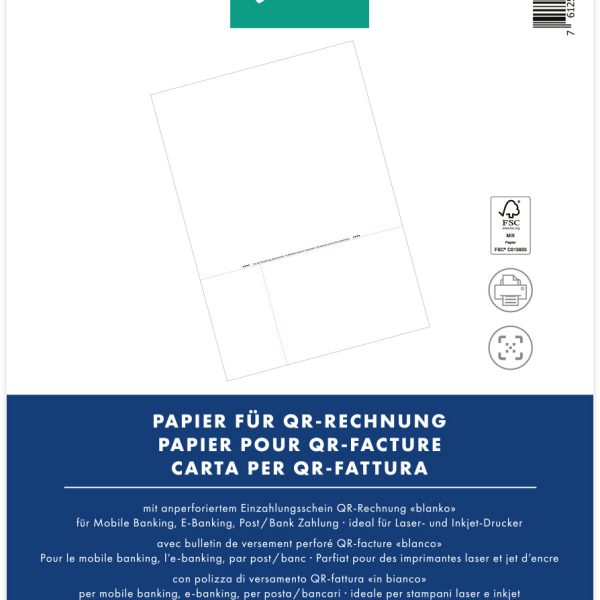 BÜROLINE Einzahlungsschein QR-Code A4 389862 90g, perforiert/blanko 500 Stk