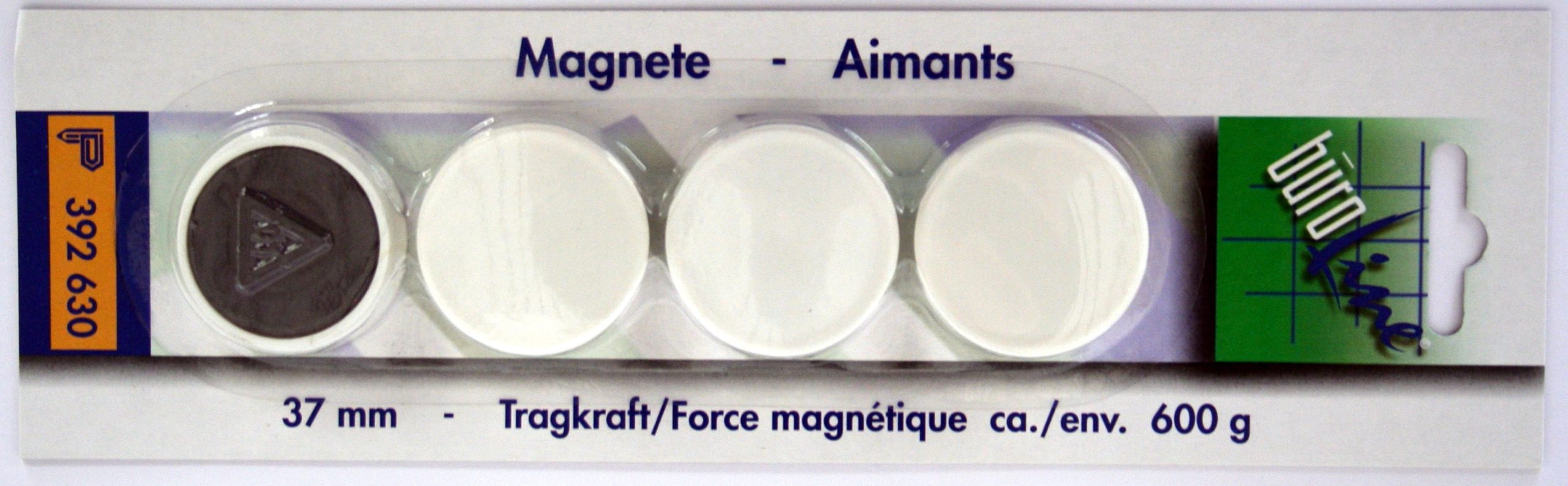 BUEROLINE-392630-7612532015228 BÜROLINE Magnet 37 mm 392630 weiss 4 Stück – Bild 1