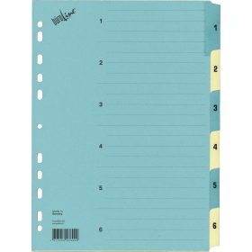 BÜROLINE Kartonregister A4 40544 blau/beige 1-6