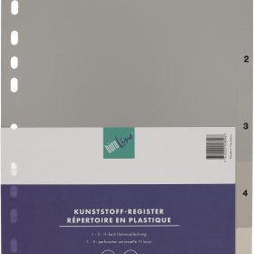 BÜROLINE Register PP A4 40932 grau 1-5