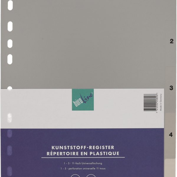 BÜROLINE Register PP A4 40932 grau 1-5