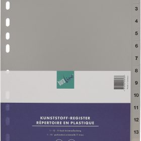 BÜROLINE Register PP A4 40940 grau 1-15