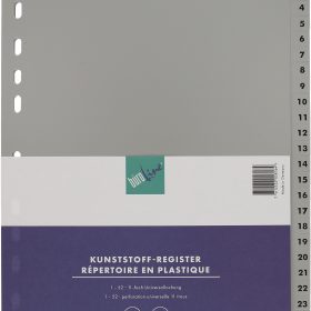 BÜROLINE Register PP A4 40947 grau 1-52
