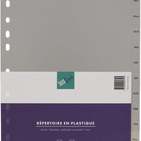 BÜROLINE Register PP A4 40953 grau Jan-Dec FR