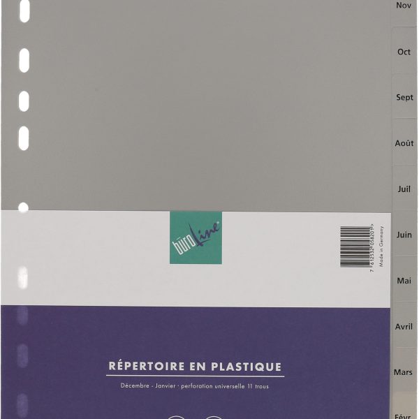 BÜROLINE Register PP A4 40955 grau Déc-Jan FR