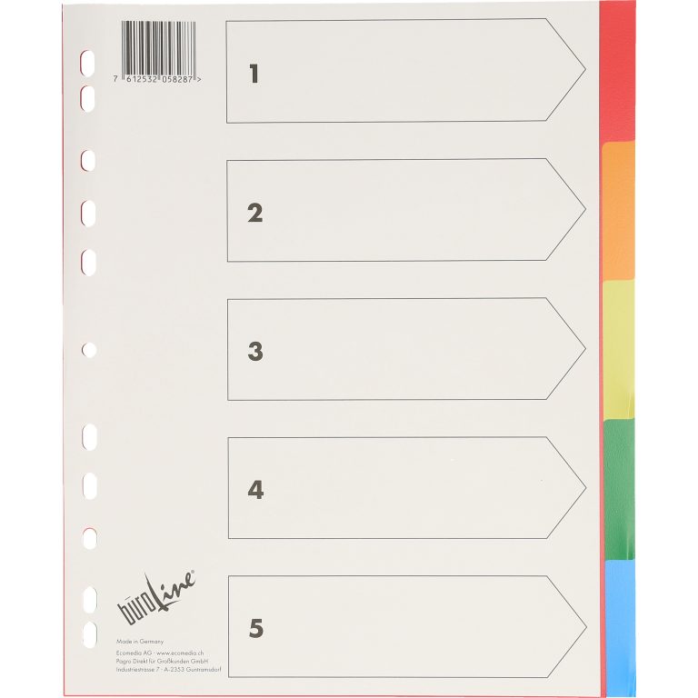 BÜROLINE Register PP A4+ 40988 multicolor 5-teilig