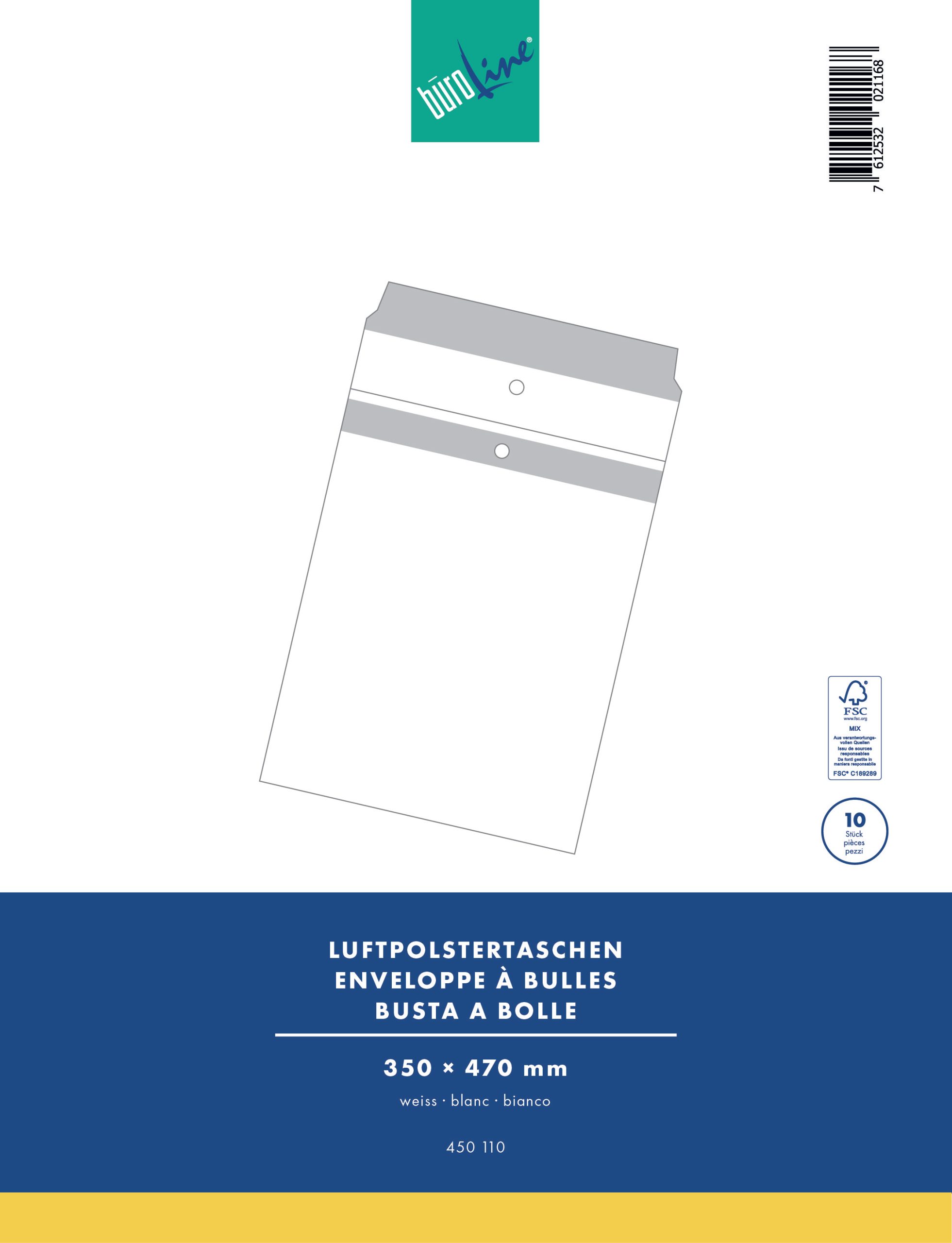 BUEROLINE-450110-7612532021168 BÜROLINE Luftpolstertasche Gr.10 450110 weiss, 10 Stück 370x480mm – Hochwertig & günstig bei ShopDeca