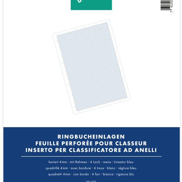 BÜROLINE Ringbucheinlagen A4 501005 kariert, 4mm, 100g 100 Blatt