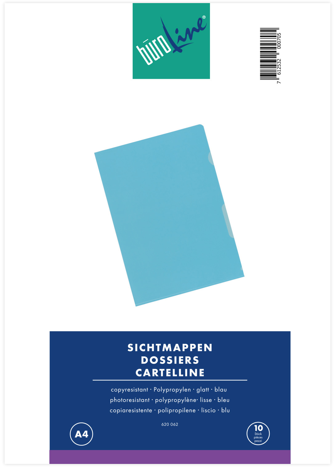 BUEROLINE-620062-7612532000705 BÜROLINE Sichtmappen A4 620062 blau 10 Stück – Hochwertig & günstig bei ShopDeca