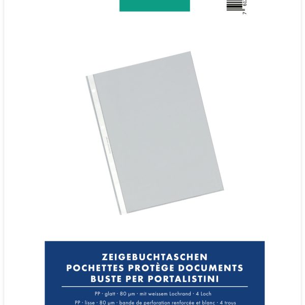 BÜROLINE Zeigetaschen PP 80 my A4 620247 transparent, glatt 10 Stück