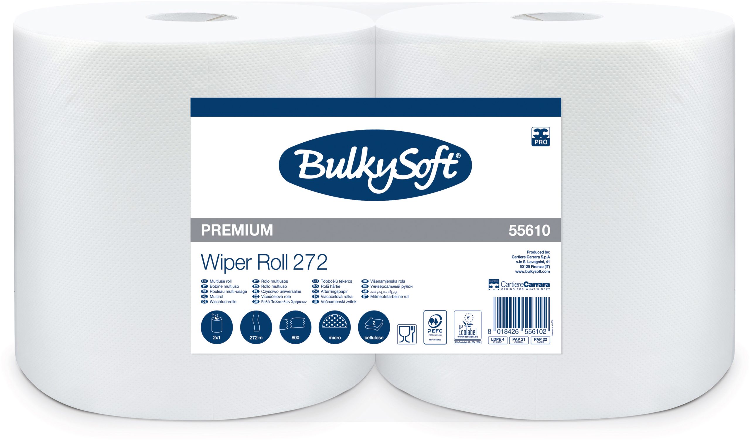 BULKYSOFT-26136-8018426556102 BULKYSOFT Putztuchrolle 2-lagig 26x34cm 26136 weiss 2 Rollen – Hochwertig & günstig bei ShopDeca