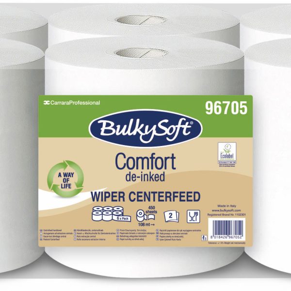BULKYSOFT Putztuchrolle 2-lagig 19x24cm 32977 Midi Comfort weiss,recyc 6 Rl.