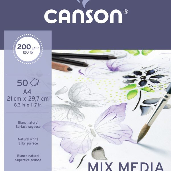 CANSON Imagine Zeichenpapierblöcke A4 200006008 200g, weiss 50 Blatt