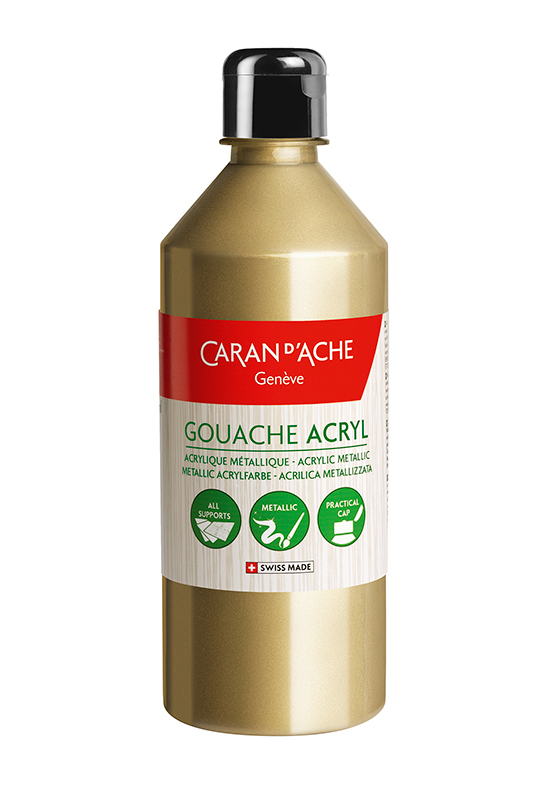 CARAN-DACHE-2372.999-7630002337496 CARAN D'ACHE Deckfarbe Gouache 500ml 2372.999 gold flüssig – Hochwertig & günstig bei ShopDeca