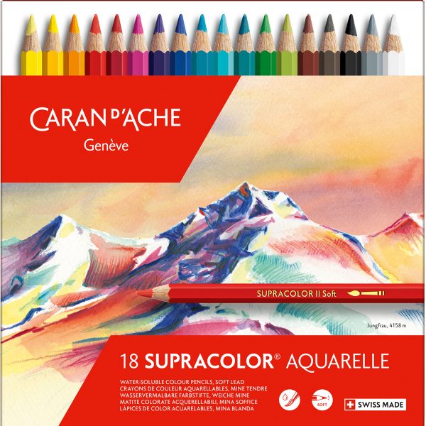 CARAN D'ACHE Farbstifte Supracolor 3,8mm 3888.318 ass. in Metallsch. 18 Stück
