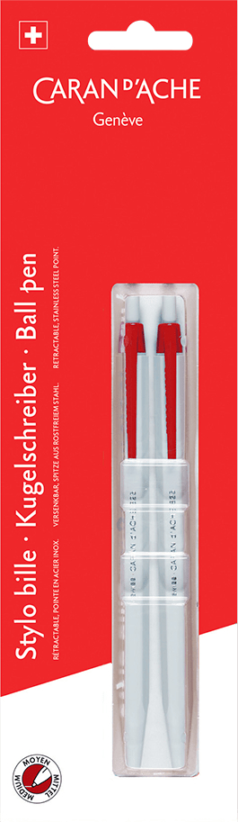 CARAN-DACHE-825.170-7610186621703 CARAN D'ACHE Kugelschreiber 825 825.170 rot, 2 Stück Blister – Hochwertig & günstig bei ShopDeca
