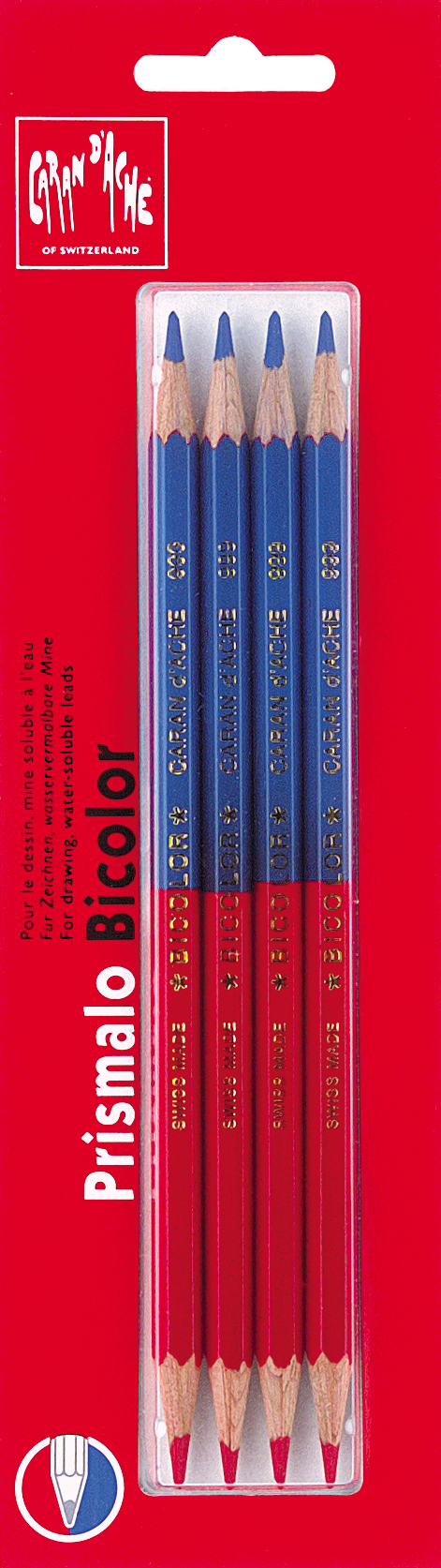 CARAN-DACHE-999.304-7610186470004 CARAN D'ACHE Farbstifte Prismalo 3mm 999.304 bicolor FSC 4 Stück – Hochwertig & günstig bei ShopDeca