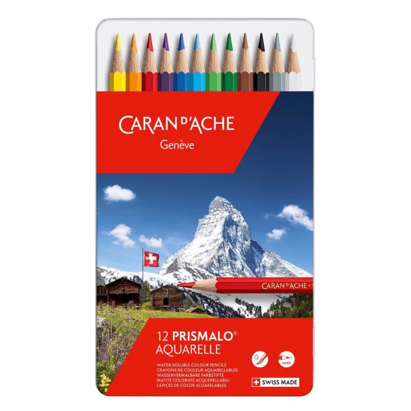 CARAN D'ACHE Farbstifte Prismalo 3mm 999.312 ass. in Metallsch. 12 Stück