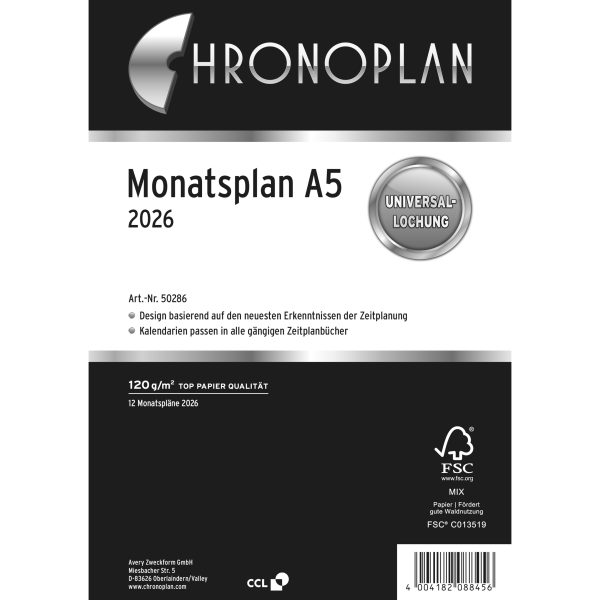 CHRONOPLAN Monatsplan 2026 50286Z.26 ausklappbar A5