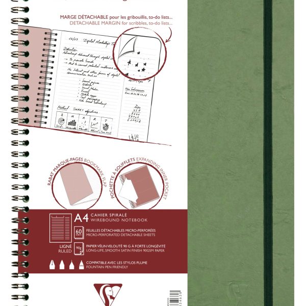 CLAIREFONTAINE AGE BAG MY.NOTES A4 783463C Spiralbuch liniert grün 60 Bl