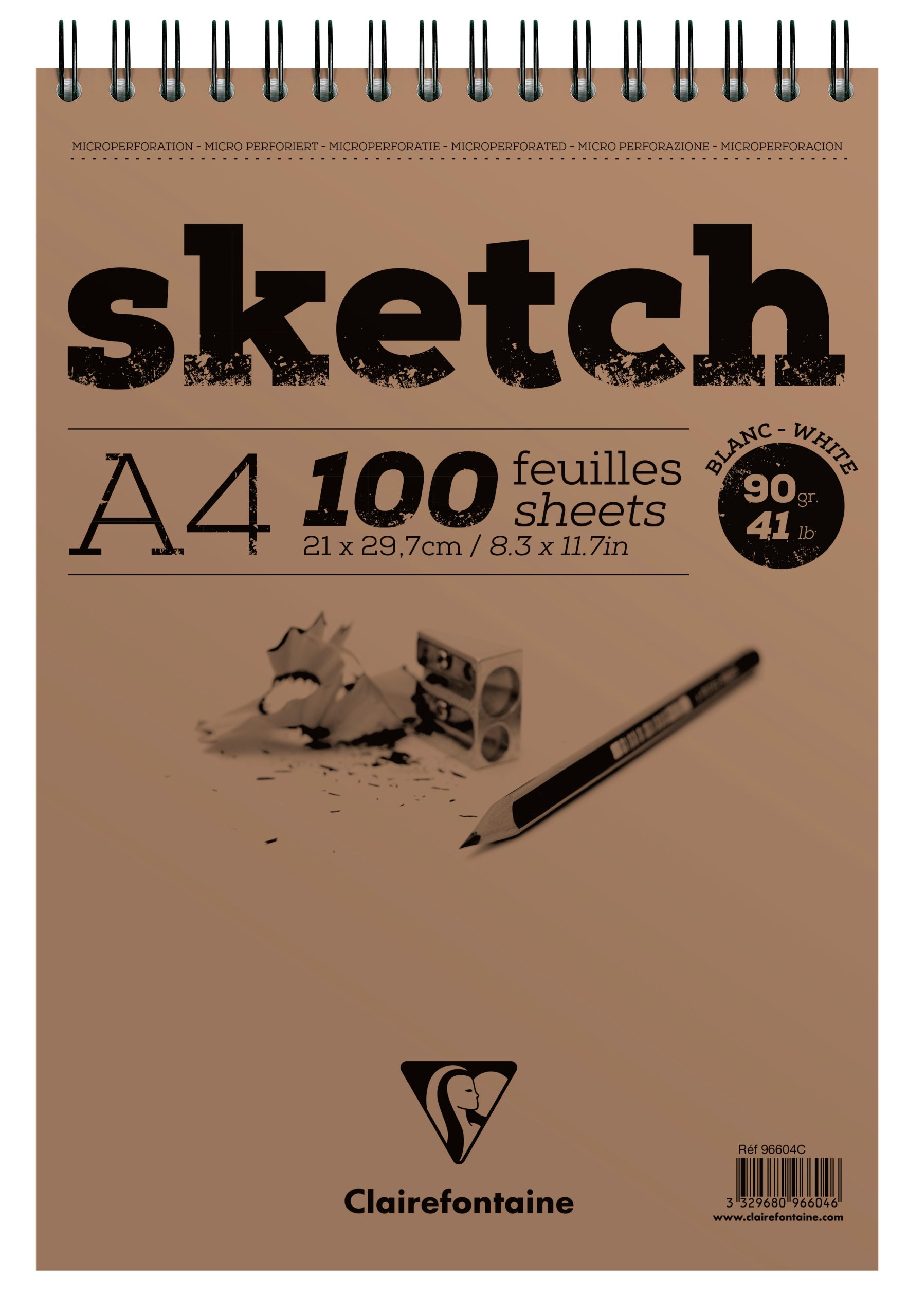 CLAIREFONTAINE-96604C-3329680966046 CLAIREFONTAINE Skizzenblock A4 96604C Weiß 100 Blatt – Hochwertig & günstig bei ShopDeca