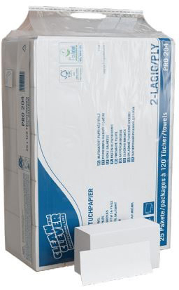 CLEAN AND CLEVER Handtücher W-Falz 20.6x32cm 38512 PRO204 hochweiss 25x120 Blatt