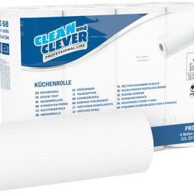 CLEAN AND CLEVER Haushaltrollen 3-lagig 26x23cm P1710 PRO68, hochweiss 32 Rl.,64 Bl.
