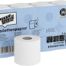 CLEAN AND CLEVER WC-Papier 3-lagig 9.4x11cm P32660 weiss recycling 64 Rl.,250 Bl.