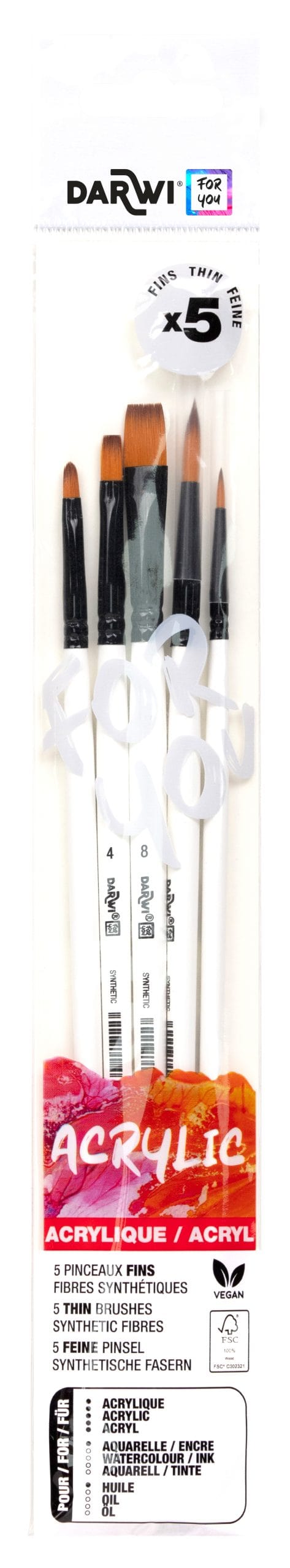 DARWI Pinsel Set Fein DF1905150K01C Synthetik 5 Stück