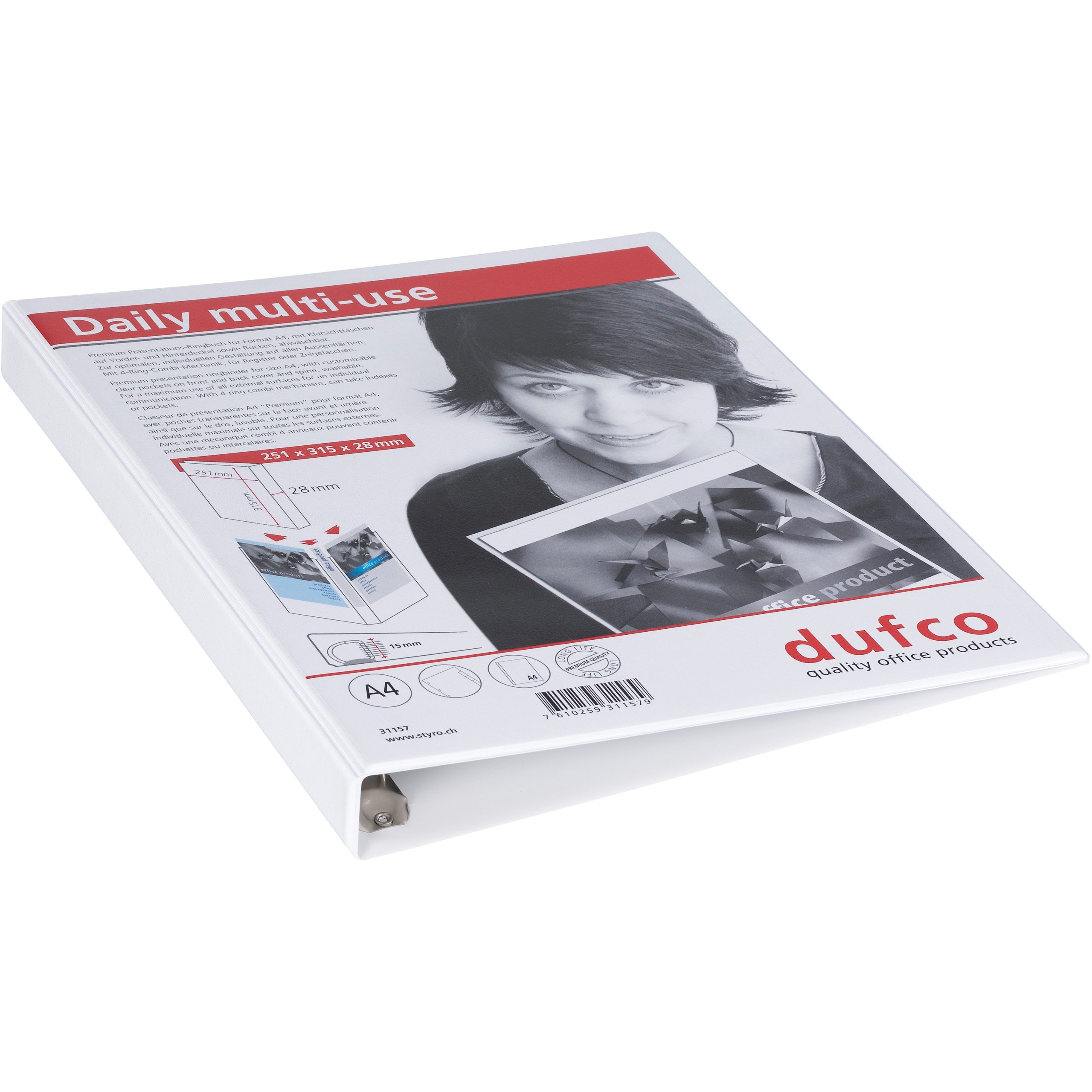 DUFCO-31157-7610259311579 DUFCO Präsentationsordner 31157 A4 2.8cm weiss – Hochwertig & günstig bei ShopDeca