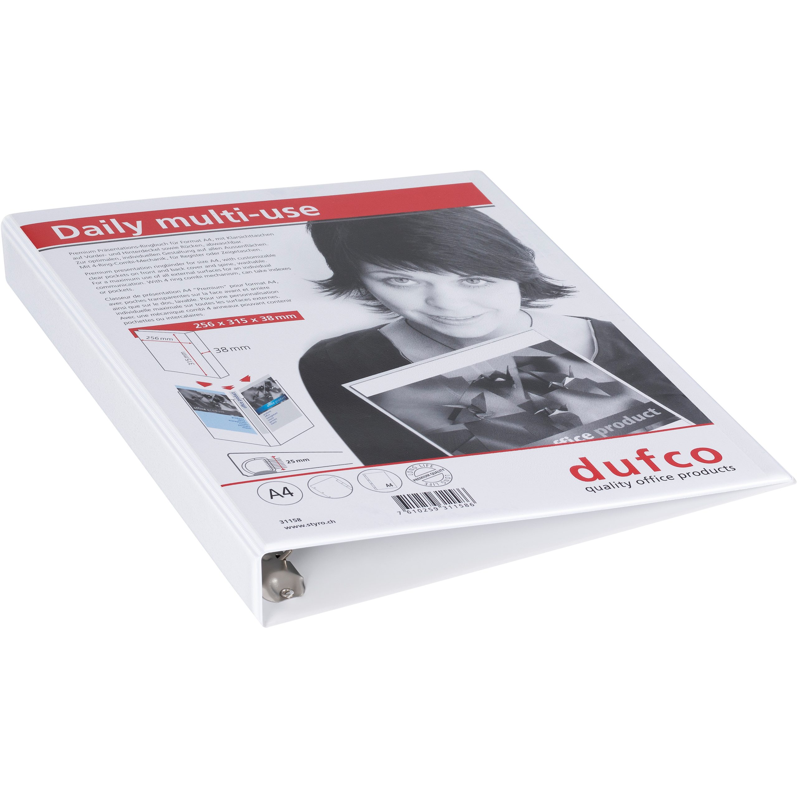 DUFCO-31158-7610259311586 DUFCO Präsentationsordner 31158 A4 3.8cm weiss – Hochwertig & günstig bei ShopDeca