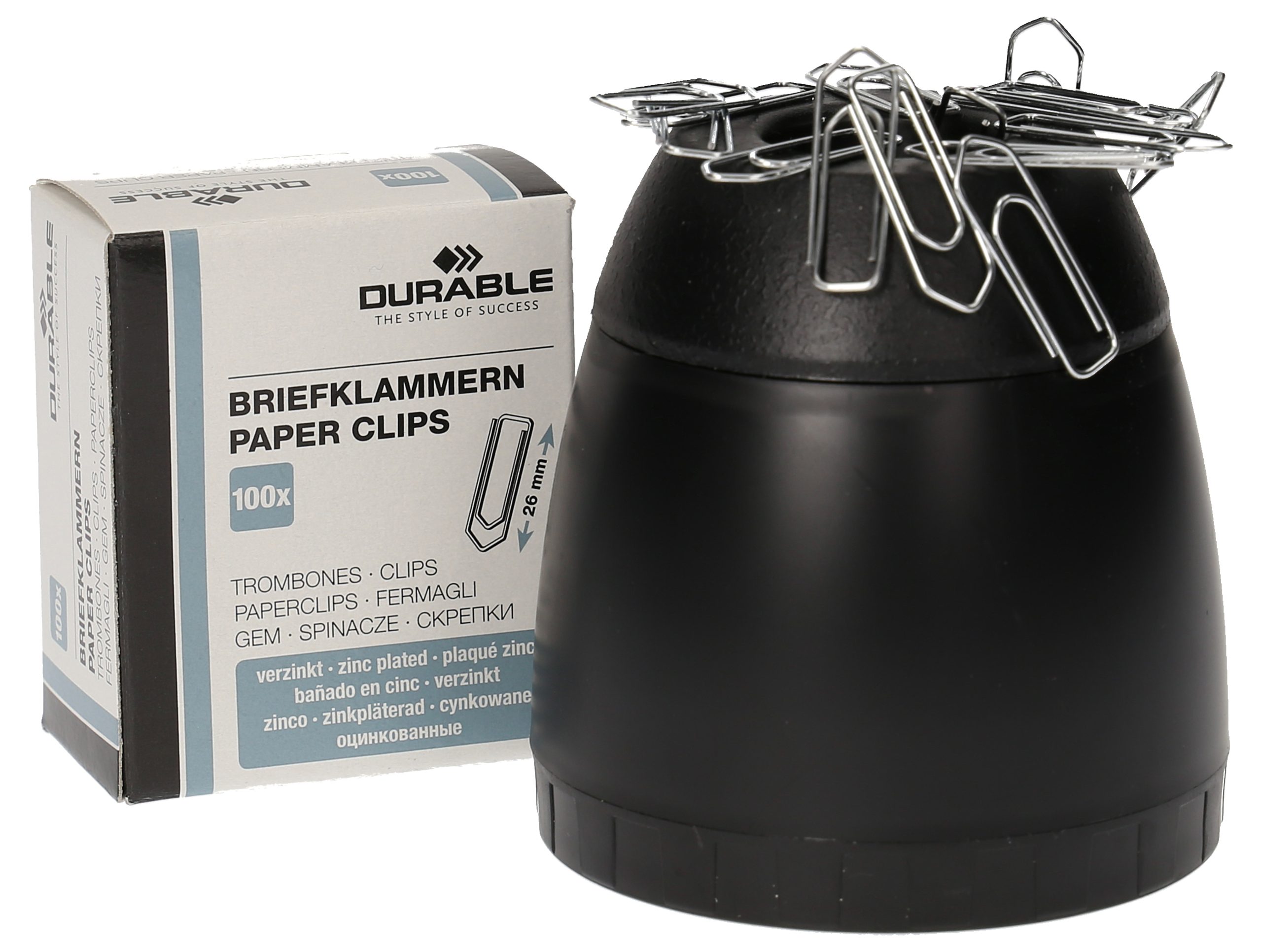 DURABLE-1709051060-7318089051060 DURABLE Büroklammernspender 24mm 1709051060 schwarz, Magnetrand,100 Stück – Hochwertig & günstig bei ShopDeca