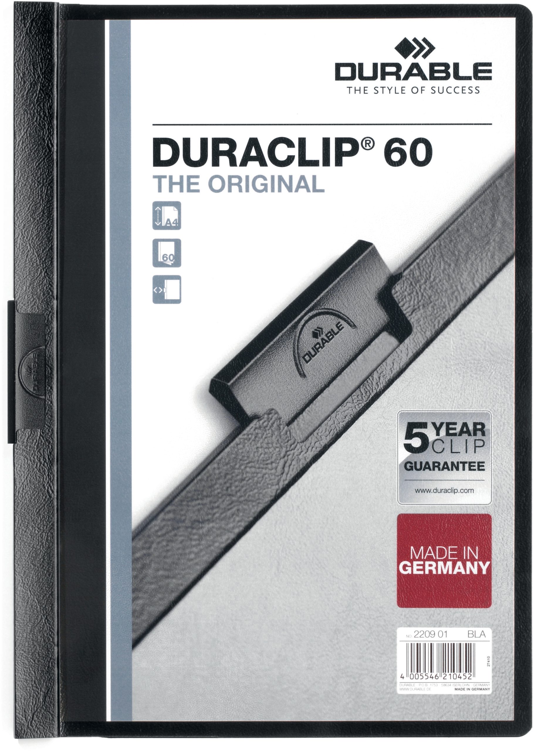 DURABLE-220901-4005546210452 DURABLE Klemmhefter DURACLIP 60 220901 für 60 Blatt A4 schwarz – Hochwertig & günstig bei ShopDeca