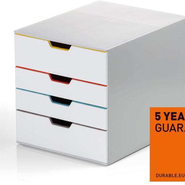 DURABLE Schubladenbox Varicolor 4 762427 weiss/bunt 4 Fächer