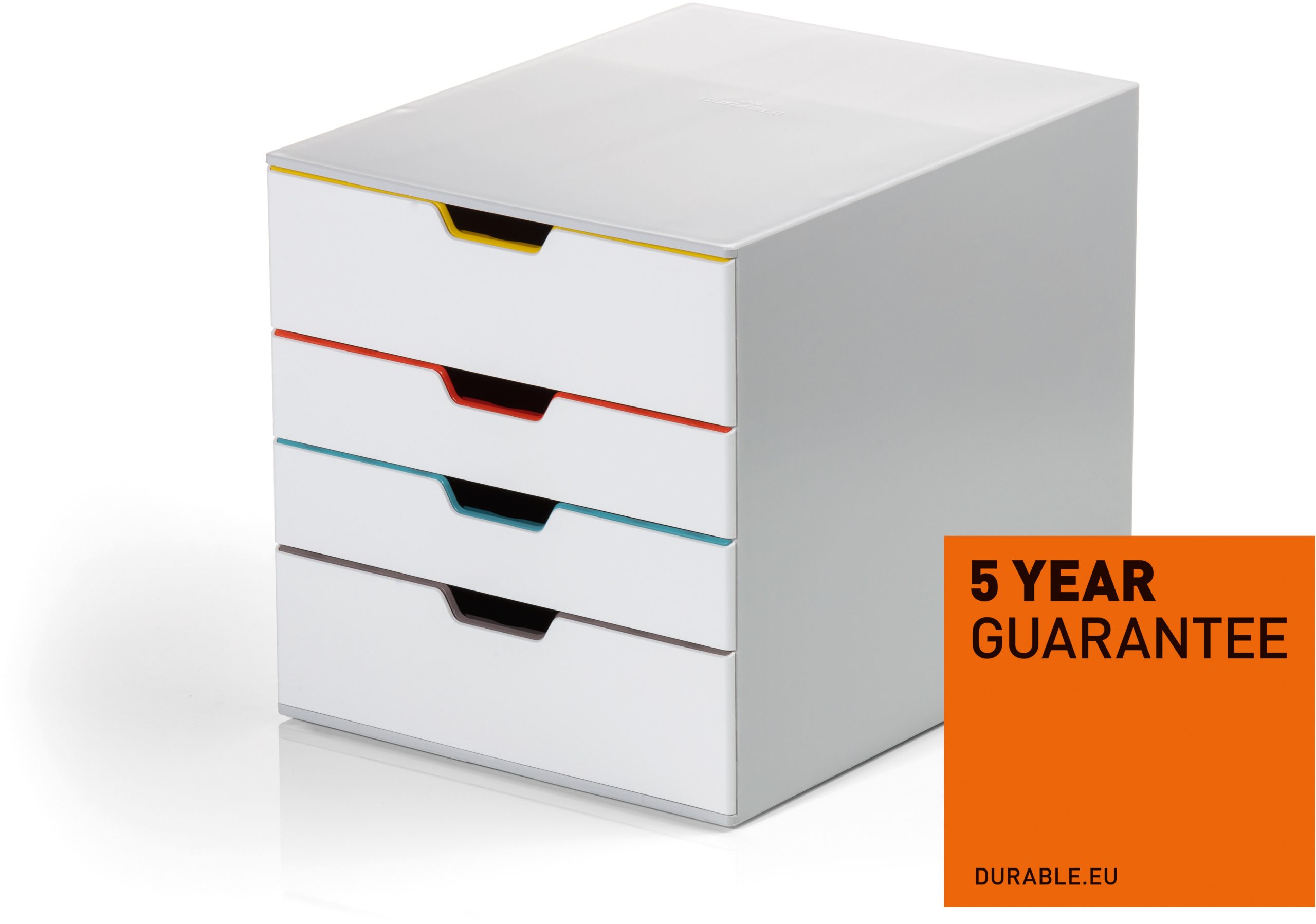 DURABLE-762427-4005546736105 DURABLE Schubladenbox Varicolor 4 762427 weiss/bunt 4 Fächer – Hochwertig & günstig bei ShopDeca