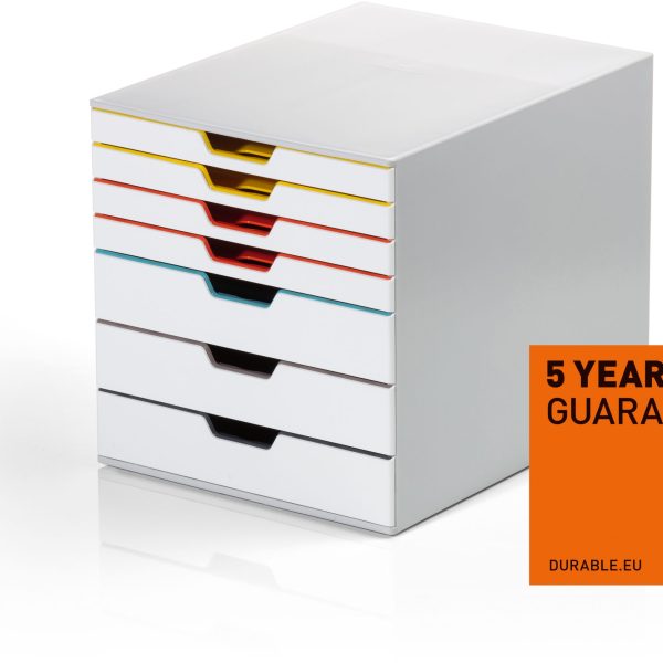 DURABLE Schubladenbox Varicolor 7 762727 weiss/bunt 7 Fächer