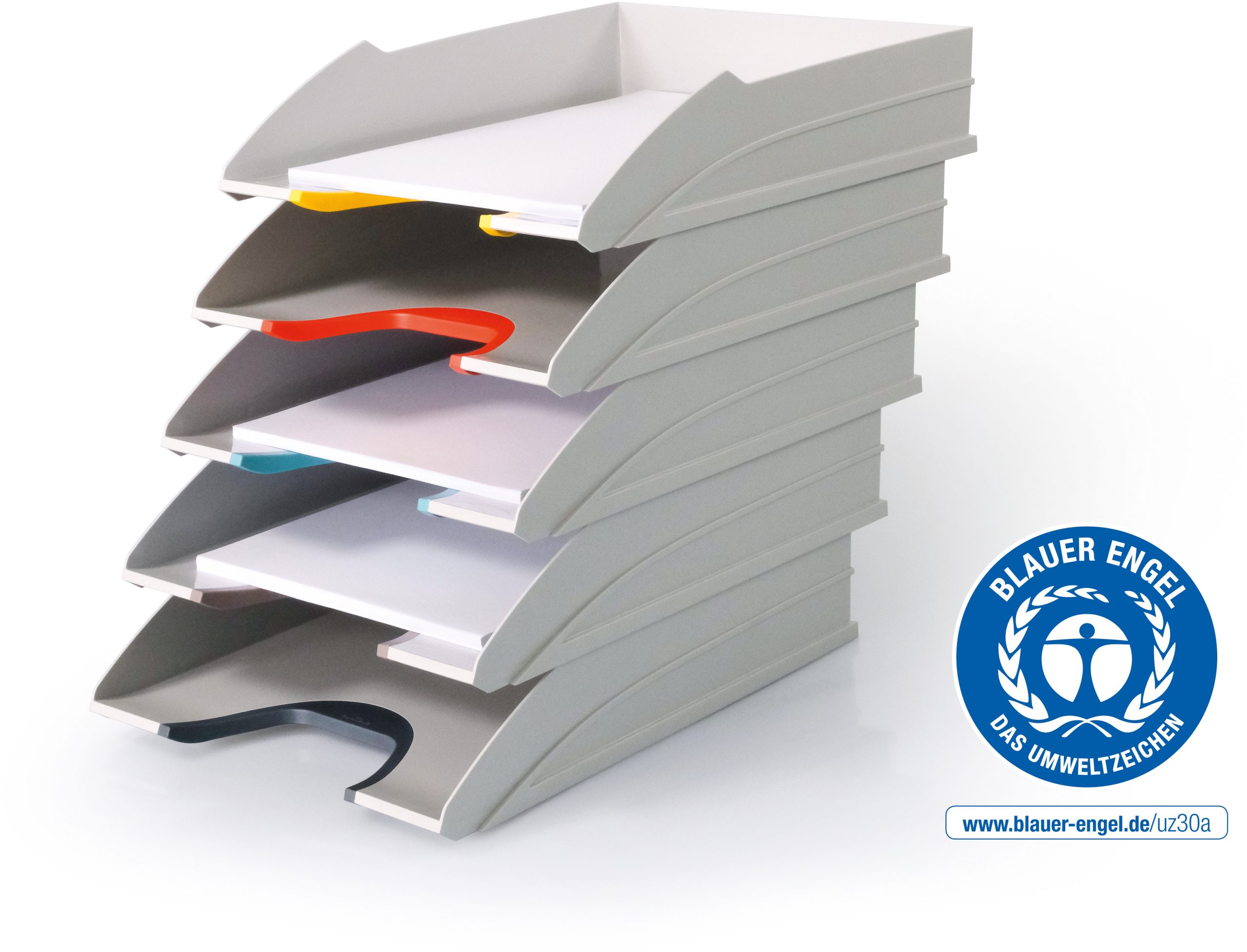 DURABLE-770427-4005546733029 DURABLE Briefkorb-Set Varicolor 770427 weiss/bunt 5-teilig – Hochwertig & günstig bei ShopDeca