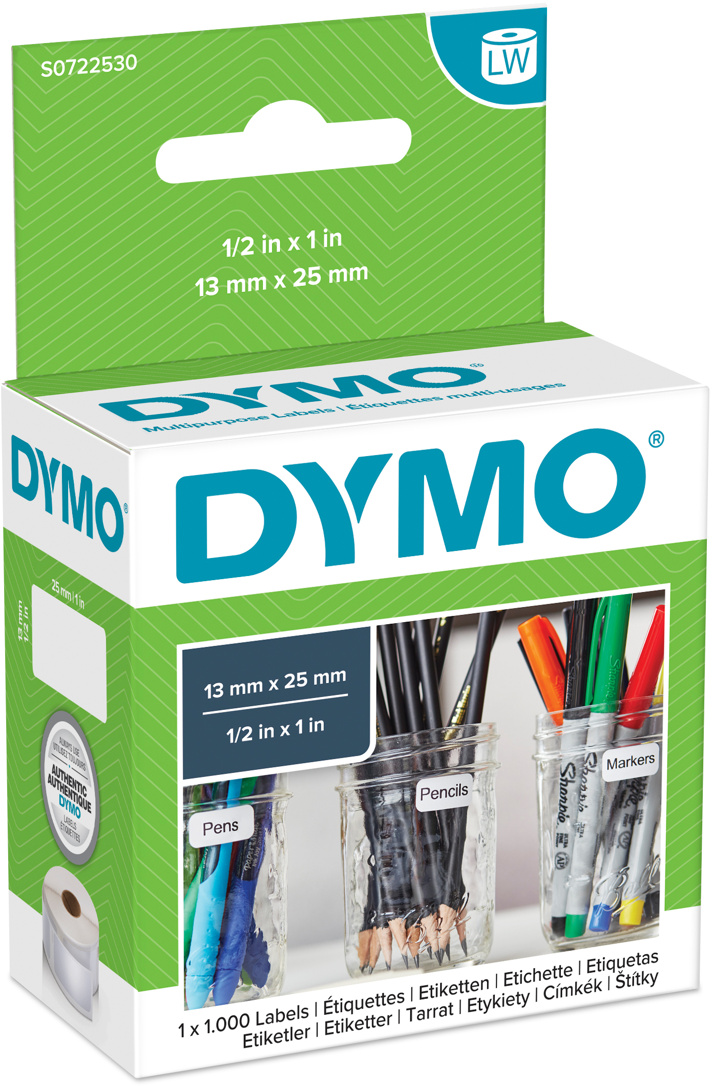 DYMO-S0722530-5411313113533 DYMO Universal-Etiketten S0722530 non-perm. 25x13mm 1000 Stück – Hochwertig & günstig bei ShopDeca