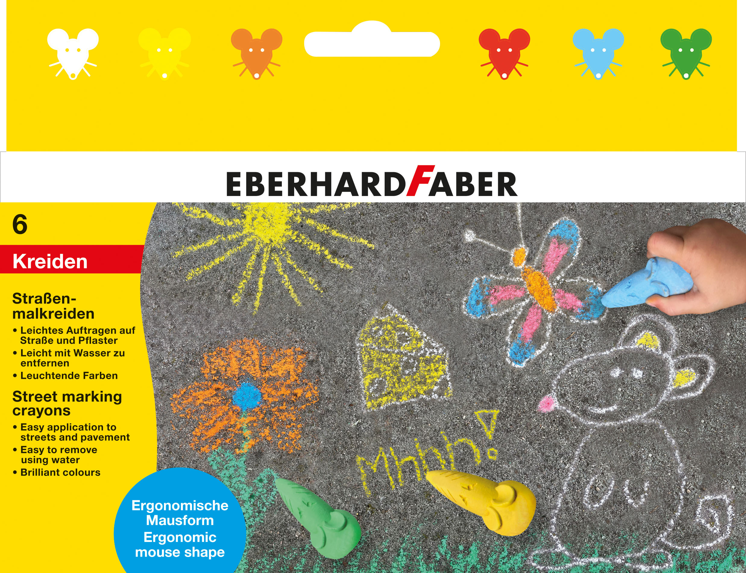 EBERHARD-FABER-526561-4087205265614 EBERHARD FABER Strassenkreide Maus 526561 6 Farben – Bild 1