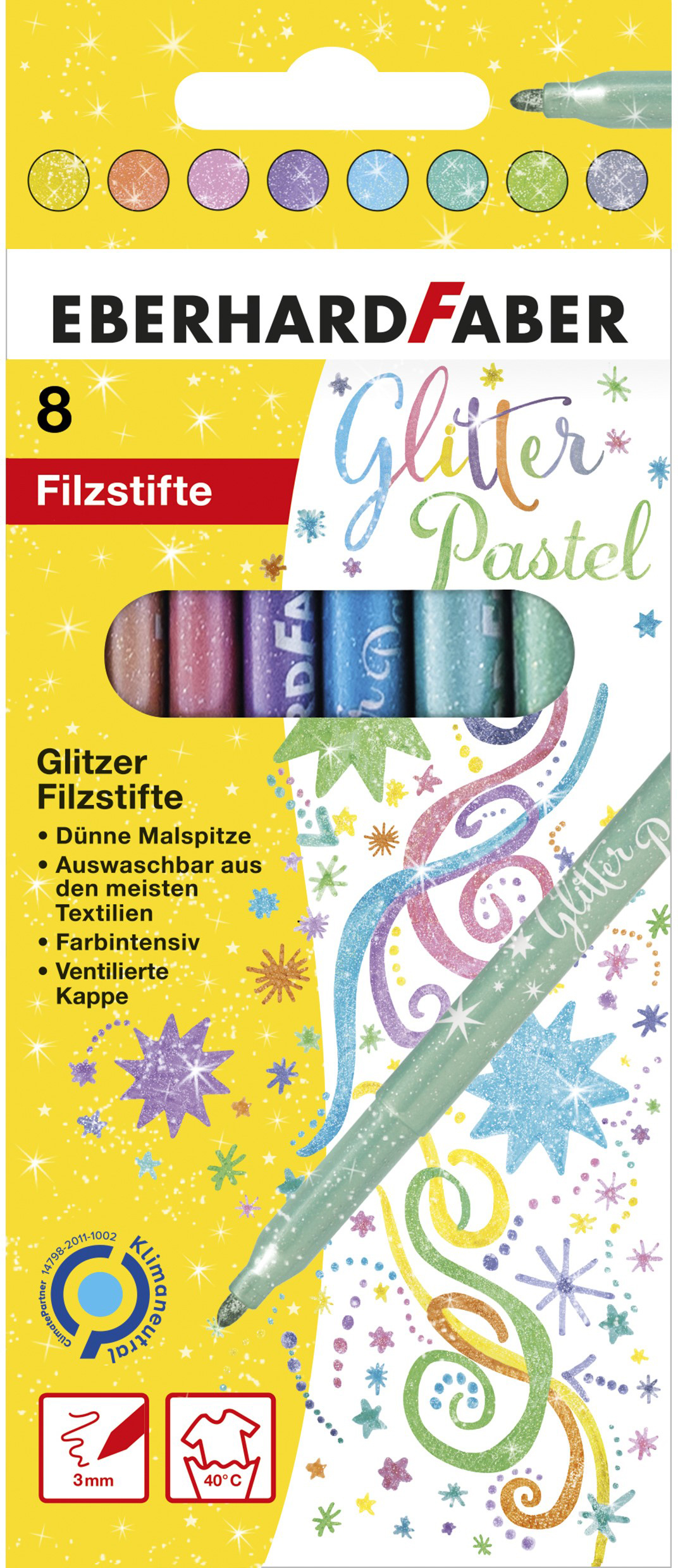 EBERHARD-FABER-551009-4087205510097 EBERHARD FABER Filzstifte Glitzer pastell 551009 8er Kartonetui – Hochwertig & günstig bei ShopDeca